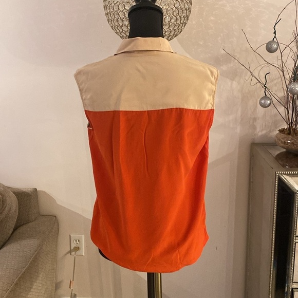 Equipment Orange Sleeveless Button Down Shirt - Picture 4 of 5